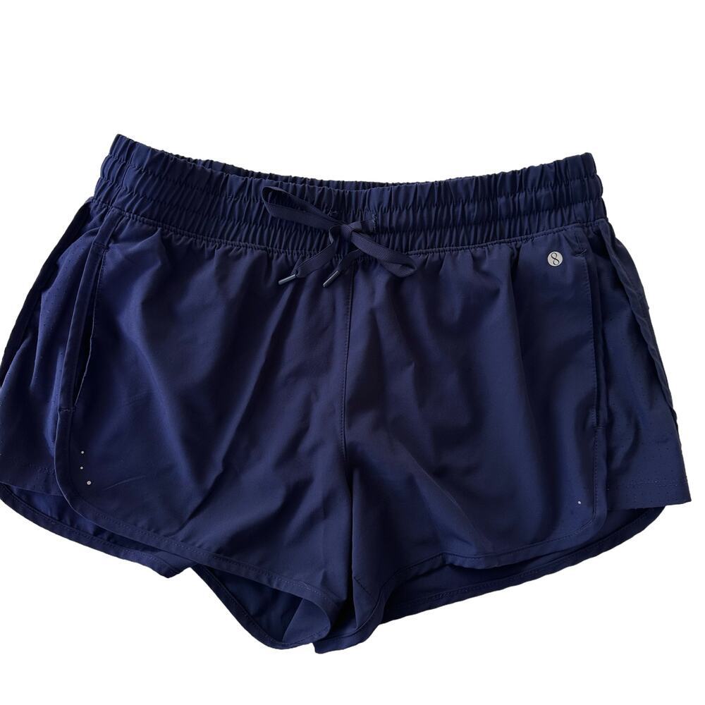 LAYER8 Navy Blue Athletic Shorts, Large
